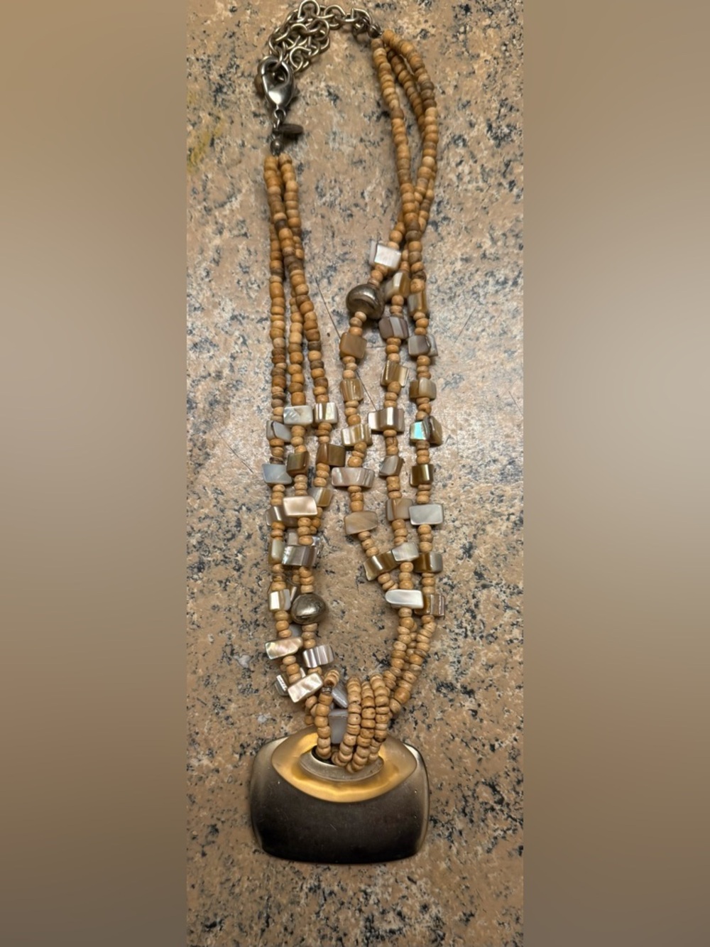 Chico's wooden layered bead necklace